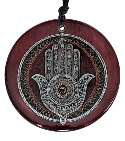 Füzyon Cam Dekor - Fatmaana eli  - Hamsa - Cam Duvar Süsü - 30 cm ÇAP