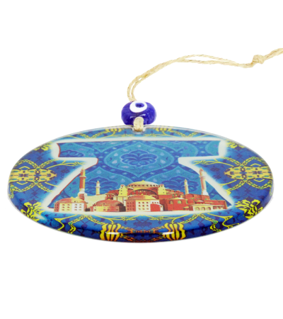 Füzyon Cam Duvar Dekoru - Ayasofya Cami - Osmanlı Motifli - İstanbul  - 23 cm ÇAP