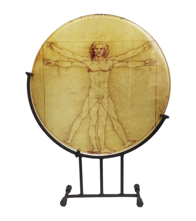 " Vitruvian man " Füzyon Cam – Leonardo da Vinci Sanat Serisi - Metal Stand 