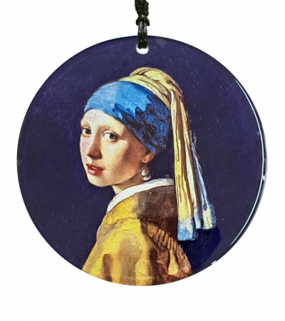 İnci Küpeli Kız – Vermeer Tablosu Baskılı Füzyon Cam Duvar Süsü - 23 cm ÇAP