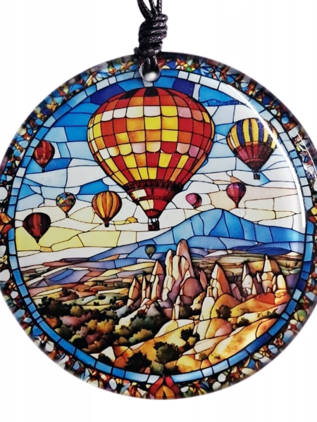 Füzyon Cam Duvar Dekoru - Kapadokya Cam Duvar Süsü - Cam Resim - 23 cm ÇAP