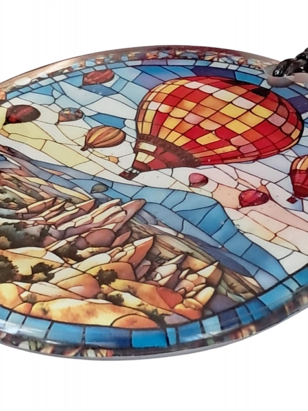 Füzyon Cam Duvar Dekoru - Kapadokya Cam Duvar Süsü - Cam Resim - 23 cm ÇAP