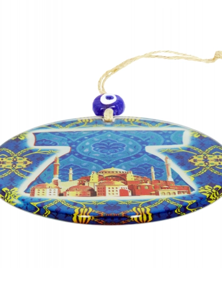 Füzyon Cam Duvar Dekoru - Ayasofya Cami - Osmanlı Motifli - İstanbul  - 23 cm ÇAP